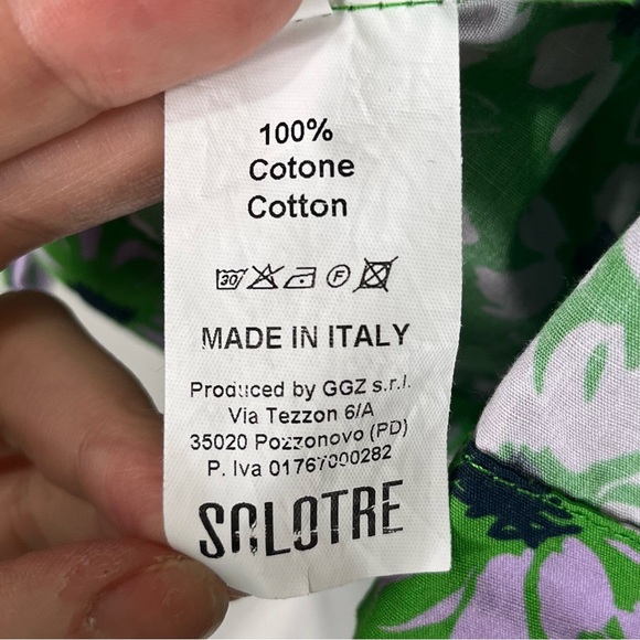 Solotre Green Floral Tie Back Top Made in Italy 100% cotton - Picture 7 of 8
